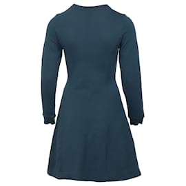 Kenzo-Kenzo robe sweat à manches longues brodée motif upperr en coton bleu sarcelle-Autre,Vert