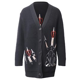 Valentino Oversized Love Cardigan aus schwarzer Wolle Schwarz