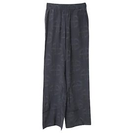 Anine Bing Owen Monogram Wide Pants in Black Viscose Black