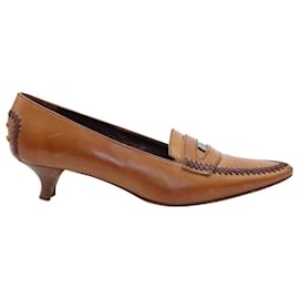 Tod's-Tods Pointed Toe Penny Loafers in Brown Leather-Brown
