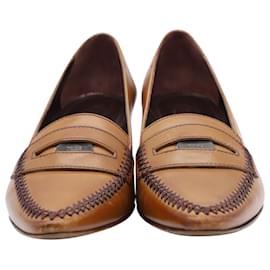 Tod's-Tods Pointed Toe Penny Loafers in Brown Leather-Brown