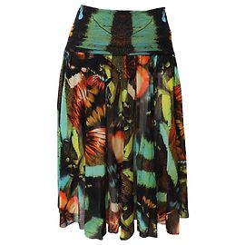 Jean Paul Gaultier Jupe mi-longue à empiècement fleuri et papillon en polyamide multicolore Multicolore