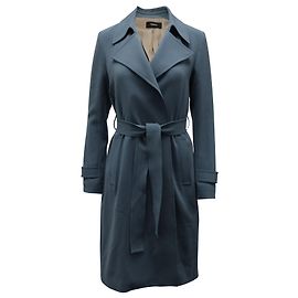 Theory Oaklane Belted Crepe Coat in Light Blue Triacetate Blue Light blue