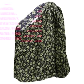 Ulla Johnson-Ulla Johnson Enid Bow Detail One-Shoulder Blouse in Floral Print Cotton-Other