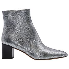 Vince Lanica Metallic Ankle Boots in Silver Leather Silvery Metallic