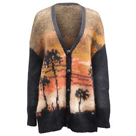 Coach Palm Tree Intarsia Knit Cardigan in Multicolor Wool Multiple colors
