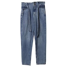 Anine Bing-Anine Bing Everly Paper Bag Jeans in Blue Cotton-Blue