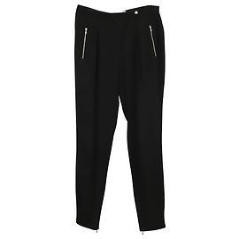 Sandro Paris Calça reta com bolso com zíper em Viscose Preta Preto
