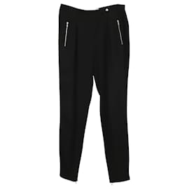 Sandro-Sandro Paris Straight Trousers with zip pocket in Black Viscose-Black