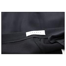 Sandro-Sandro Paris Pantalon droit avec poche zippée en Viscose Noir-Noir