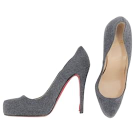 Christian Louboutin-Louboutin platform pumps in grey wool-Grey