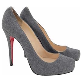 Christian Louboutin-Louboutin platform pumps in grey wool-Grey