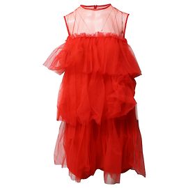 Mulberry Jillian abgestuftes Tüll-Minikleid aus rotem Nylon Rot