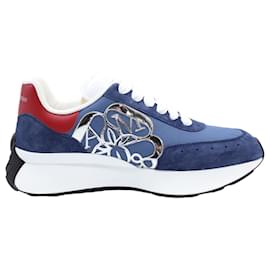 Alexander Mcqueen-Alexander McQueen Sprint Runner Low Top Sneakers in Blue Suede-Blue