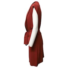 Diane Von Furstenberg-Diane Von Furstenberg Reara Vestido drapeado em seda vermelha-Vermelho
