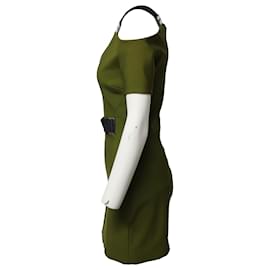 Thierry Mugler-Mugler Cutout Shoulder Mini Dress in Viscose Army Green-Green