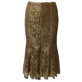 Ralph Lauren Lace Godet Jupe en Polyamide Doré Doré Métallisé