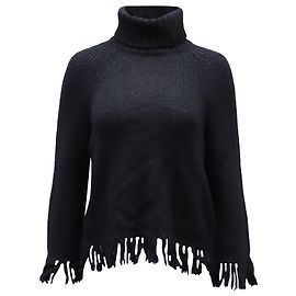 Tory Burch Jennifer Rollkragenpullover aus schwarzer Wolle Schwarz
