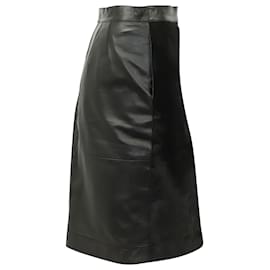 Iris & Ink-Iris & Ink Pencil Skirt in Black Leather-Black