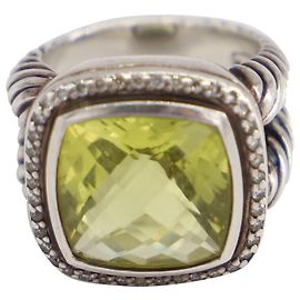 David Yurman Lemon Citrine Diamond Albion Ring in Silver Metal Silvery Metallic