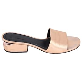 Alexander Wang-Alexander Wang Lou Metallic Slide Sandals in Rose Gold Leather-Pink