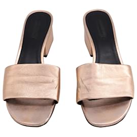 Alexander Wang-Alexander Wang Lou Metallic Slide Sandals in Rose Gold Leather-Pink