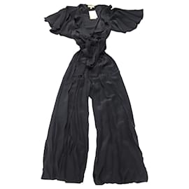Michael Kors-Michael Kors Short Bell Sleeves Jumpsuit in Black Silk-Black