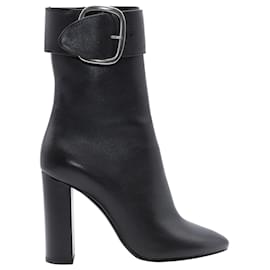 Saint Laurent-Saint Laurent Joplin 105 Buckle Booties in Black calf leather Leather-Black