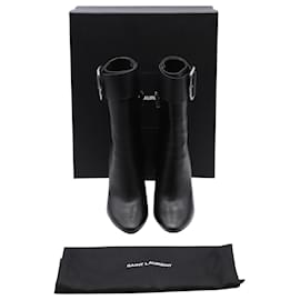 Saint Laurent-Saint Laurent Joplin 105 Buckle Booties in Black calf leather Leather-Black