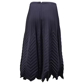 Ralph Lauren-Ralph Lauren Purple Label Pleated Textured Skirt in Navy Blue Polyester-Blue,Navy blue