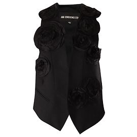 Chaleco de algodón negro con apliques florales de Ann Demeulemeester Negro