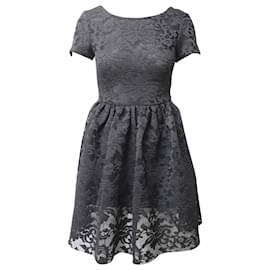 Maje-Maje Rimia Lace Mini Dress in Black Cotton-Black