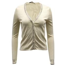 Diane Von Furstenberg-Diane Von Furstenberg Ballerina Embellished Knit Cardigan in Gold Rayon-Golden,Metallic