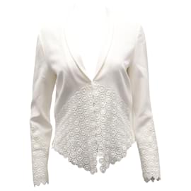 Diane Von Furstenberg-Diane Von Furstenberg Castilla Lace Jacket in White Triacetate-White