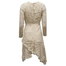 Maje-Maje Reto Asymmetric Star Print Midi Dress in Ivory Cupro-White,Cream