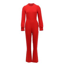 Tuta svasata a maniche lunghe Valentino in seta rossa Rosso