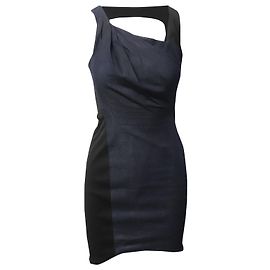 Vestido jeans de dois tons Helmut Lang em algodão azul e preto Multicor