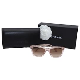 Chanel-Occhiali da sole rettangolari Chanel in acetato rosa-Altro
