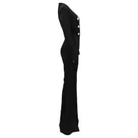 Balmain-Balmain Double-Breasted Jumpsuit in Black Wool-Black
