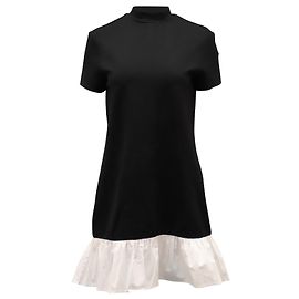 Minivestido Staud com bainha e babados em seda artificial preta Preto