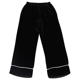 Ganni-Ganni Rodier Wide-Leg Velvet Pants in Black Rayon-Black
