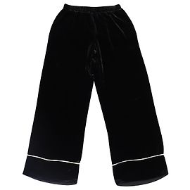 Ganni Rodier Samthose mit weitem Bein in schwarzem Viskose Schwarz