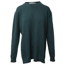 Marni Langarm High Low Pullover aus grüner Wolle Grün
