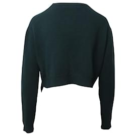 Marni-Marni Long Sleeve High Low Sweater in Green Wool-Green