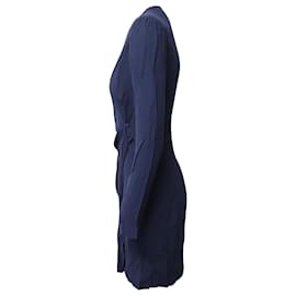Maje-Maje Renie – Langärmliges Wickelkleid mit V-Ausschnitt aus marineblauer Viskose-Marineblau