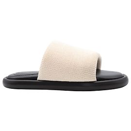 Proenza Schouler Pantoletten aus ecrufarbenem Leder in Pipe-Stretch-Strick Weiß Roh