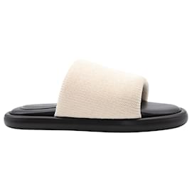 Proenza Schouler-Proenza Schouler Pipe Stretch-Knit Slides in Ecru Leather-White,Cream