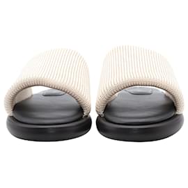 Proenza Schouler-Proenza Schouler Pipe Stretch-Knit Slides in Ecru Leather-White,Cream
