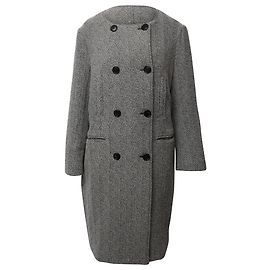 Isabel Marant Etoile Herringbone Coat in Grey Wool Grey