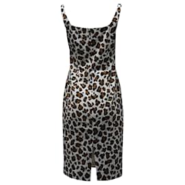 Michael Kors-Michael Kors Leopard Print Sleeveless Midi Dress in White Cotton-Other,Python print